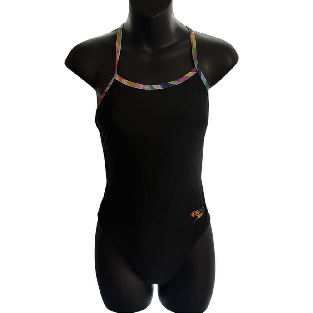 Nice Speedo Women's Pride Solid One Back One Piece Black Swimsuit One Piece size